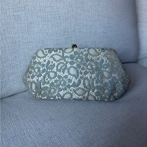 Blue and Gold Lace Evening Clutch